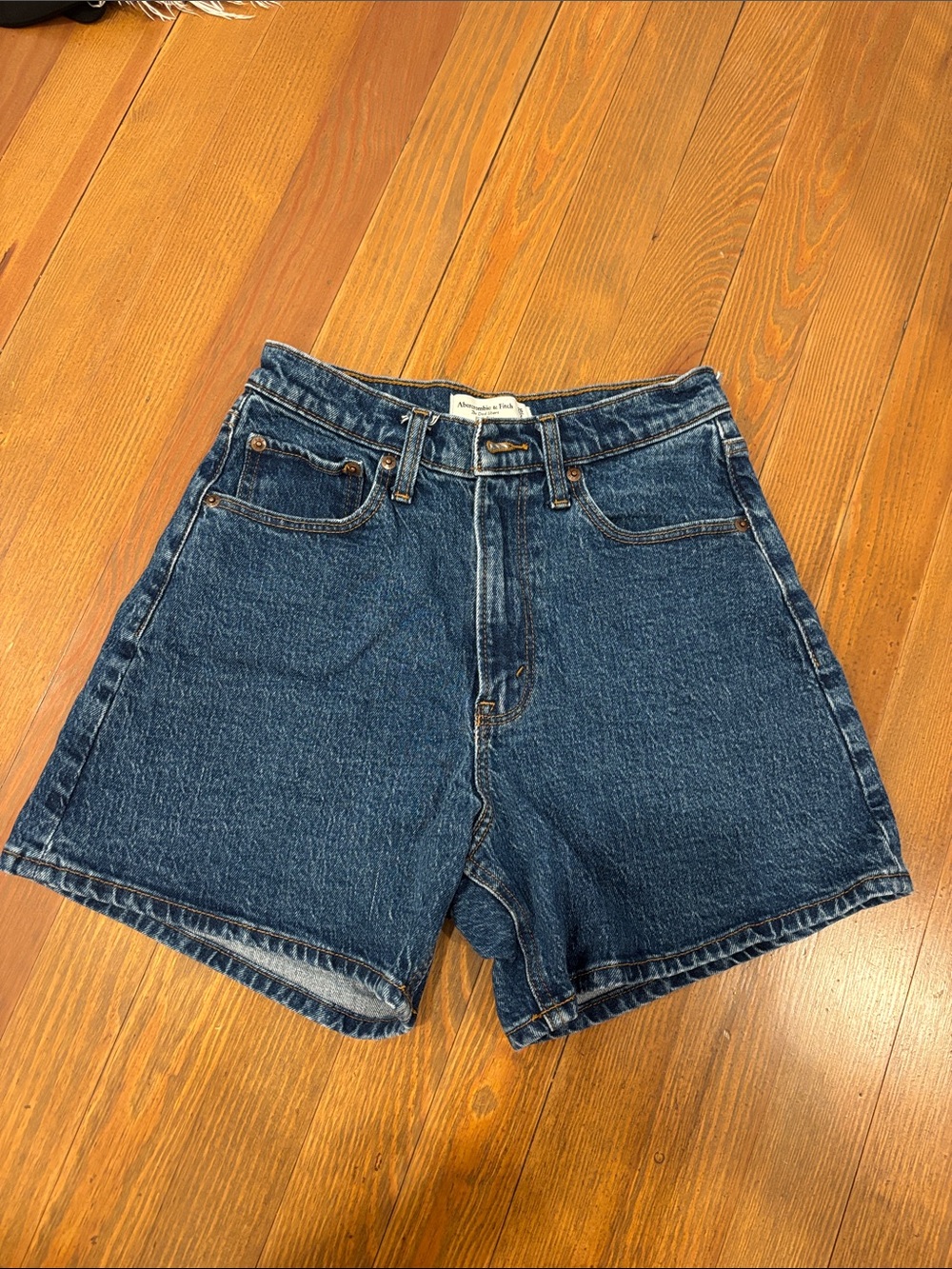 Abercrombie & Fitch Dark Blue High-Rise Denim Shorts